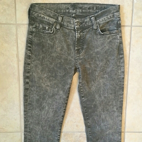 7 FAM The Skinny grey acid wash jeans - Picture 2 of 4